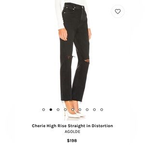 Agolde Charli High Rise Straight Black Distressed Size 25